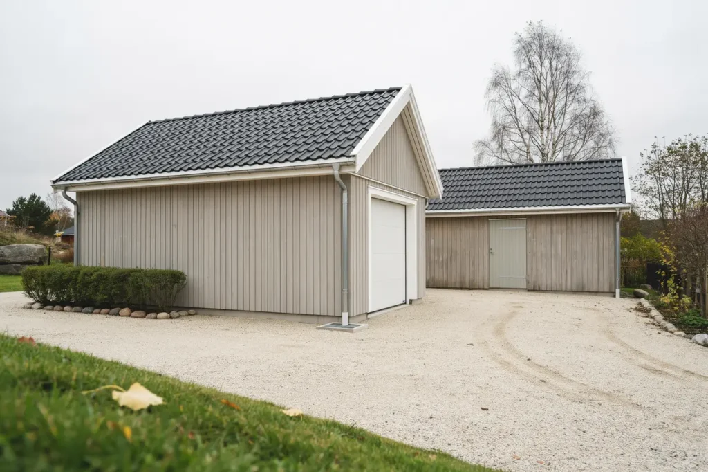 oml ggning av tegeltak p garage och f rr d i klagshamn